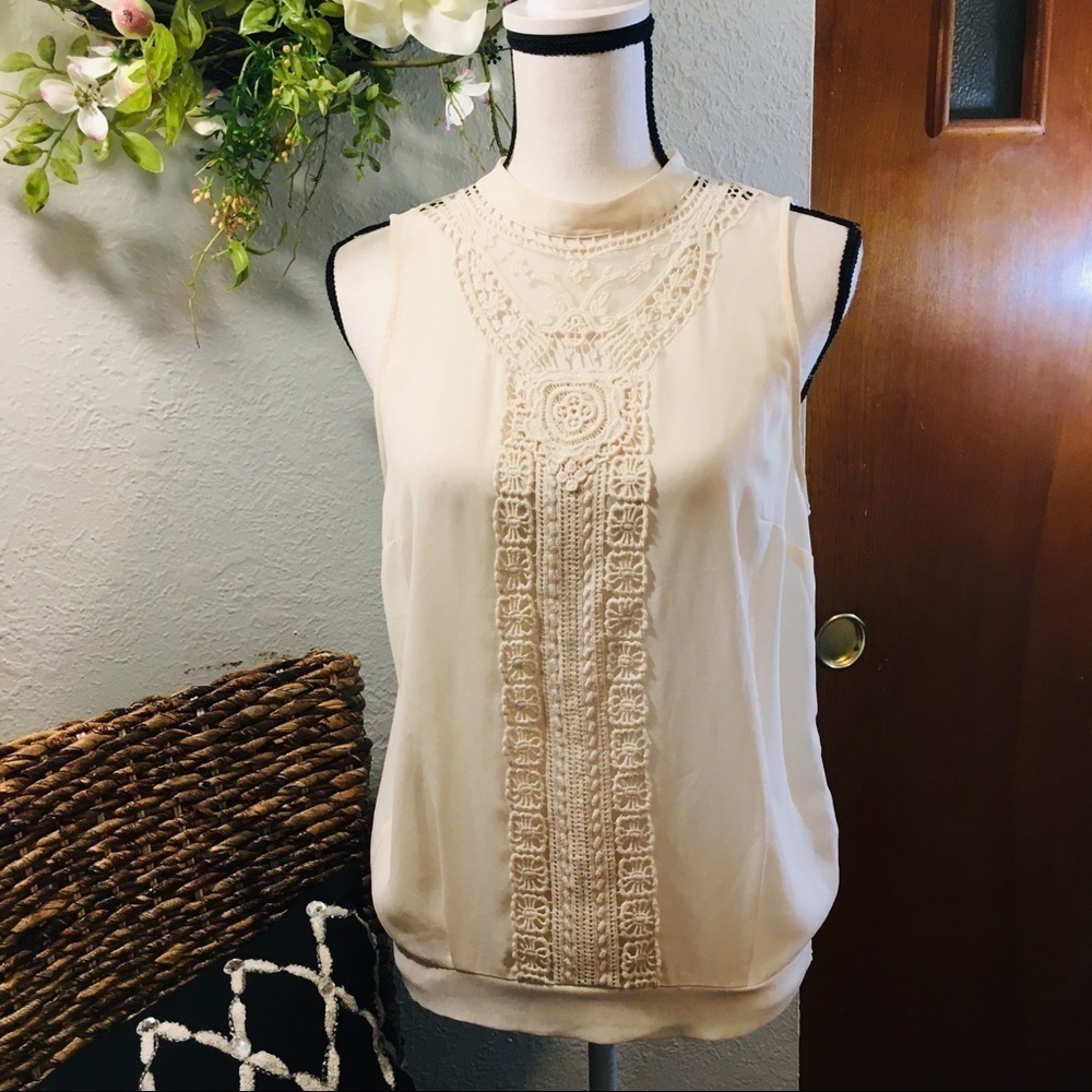 Chelsea28 sleeveless high neckline blouse